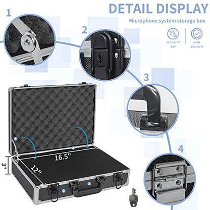 17 Inch Hard Shell Carrying Case Ideal for Wireless Mic System Storage & Camera Gear Transportation, Customizable Pre-Diced Foam, Aluminum Alloy Sturdy Build, Black - size: Inner：17''X 12.6''X 5''