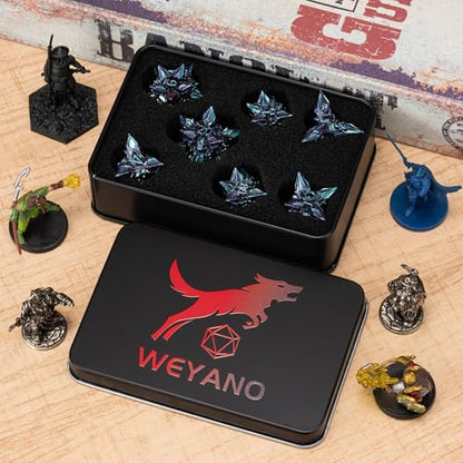 DND Dice Set Metal,Polyhedral D&D Metallic Heterotypic D and D Dice with Cracks for Dungeons and Dragons RPG TTRPG 7-Die Set with Gift (Heterotypic, Heterotypic-Purple) - color: Heterotypic-purple, style: Heterotypic