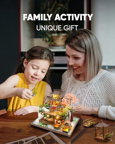 DIY Miniature House Kit Dollhouse Kit for Adults Chinese Wonderland | Mini House Kit with LED, Model Building Diorama Kits, Ideal Gifts for Birthday Christmas