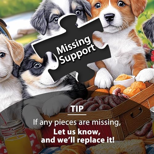 100 Piece Puzzles for Kids Ages 4-6 & 5-8, Puppies Picnic Jigsaw Puzzle for Kids Ages 8-10, Large Piece Puzzles for Adults & Seniors Educational Interactive Family Fun Puzzle for Boys Girls - style: Puppies Picnic