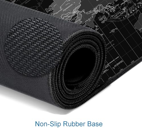Large Gaming Mouse Pad with Stitched Edges, Desk Mat Extended Keyboard Pad, Non-Slip Rubber Base Desk Pad for Laptop, Office, Home, 31.5X11.8 inch Black World Map - color: 17 Black World Map