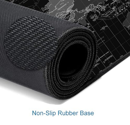 Large Gaming Mouse Pad with Stitched Edges, Desk Mat Extended Keyboard Pad, Non-Slip Rubber Base Desk Pad for Laptop, Office, Home, 31.5X11.8 inch Black World Map - color: 17 Black World Map