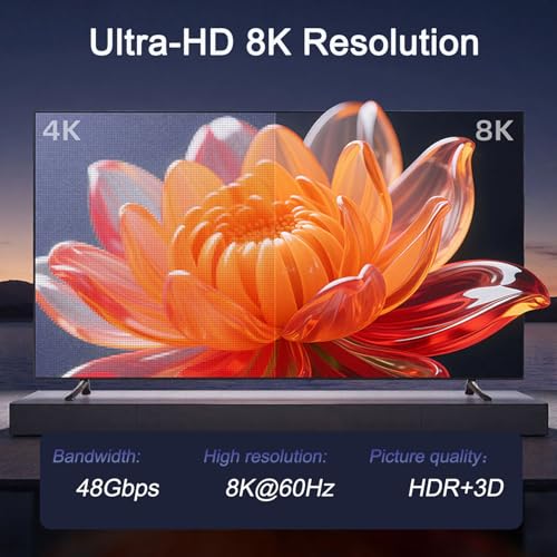 HDMI 2.1 Switch, 8K HDMI Switcher 4 in 1 Out 8K@60Hz 4K@240Hz HDMI 2.1 Switcher Selector with Remote Support CEC 3D HDR HDCP2.3 Dolby Vision/Atmos for PS5/4 Xbox Nintendo Switch Fire Stick