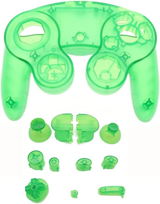 Housing Cover Shell Handle Case and Button Replacement Parts for NGC Gamecube Controller Games Handle Protective Accessories (Clear Green) - color: Clear Green