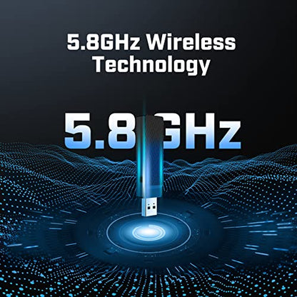 EKSA E900X 5.8G Wireless Gaming Headset with Micphone for PC PS4, PS5, Computer, Laptop - Dual Mic ENC Call Noise Cancelling Headphones - 7.1 Srround Sound - Over Ear Headphones for TV, Music, Meeting