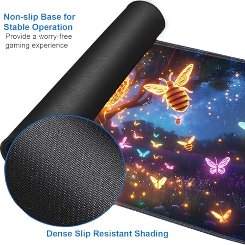 for MTG Game Playmat - 24 x 14 inches with Dices and Storage Bags, Non-Slip Base for TCG and Board Game Card Mats, Trading Card Games Mat, Bee Hives and Butterflies Pattern Collectible Card Playmats - color: Jv-playmat-p7-1-d116