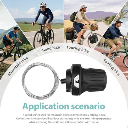 7 Speed Shifter SL-RV200-7R Bike Shifter Right Twist Shift Lever | with Visual Window,Lightweight Design,Durable and Stable,7 Speed Shifter for Moutain Bike,Commuter Bike,Touring Bike - size: 7 Speed/SL-RV200-7R