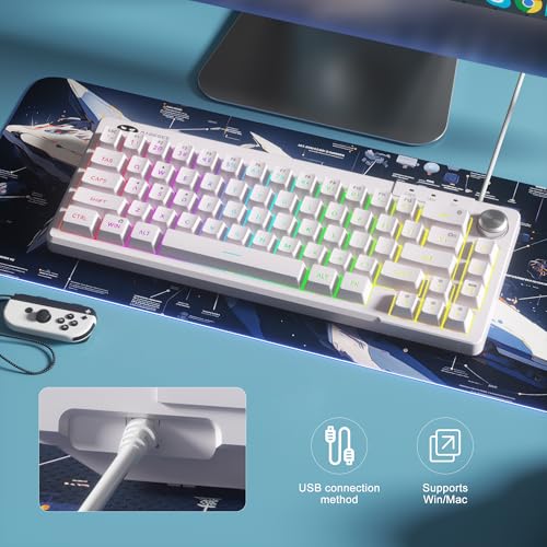 MageGee Mini 60% Gaming Keyboard, RGB Backlit Ultra-Compact Keyboard, TS68 Ergonomic Waterproof Mechanical Feeling Office Computer Keyboards for PC, MAC, PS4, Xbox ONE Gamer - color: Ivory