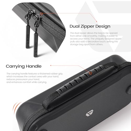 GesTac Large Capacity Carrying Case for Switch 2 (2025), Tactical Travel Storage Bag for Console, 12 Game Cards & Accessories, Hard Shell Protective Pouch with Customizable Divider – Black