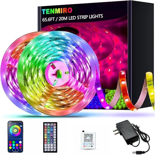 Tenmiro 65.6ft Led Strip Lights, Ultra Long RGB Color Changing LED Light Strips Kit with 44 Keys Ir Remote Led Lights for Bedroom, Kitchen, Home Decoration - size: RGB IC 65.6ft-2roll