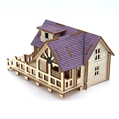 3D Puzzles for Adults, Log Cabin DIY Wooden House Model Kits for Adults to Build, Country Cottage Building Model, 3D Jigsaw Brain Teaser Puzzle, Dollhouse (GFFD)