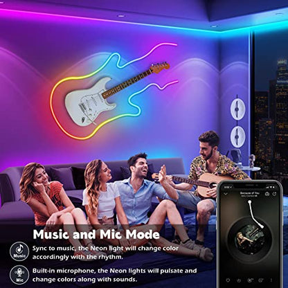 AILBTON 20Ft Neon Rope Lights,Flexible Led Rope Lights Control with App/Remote,Multiple Modes Music Sync Gaming RGB Led Neon Lights for Bedroom Outdoor - size: 20FT