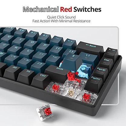 65% Mechanical Keyboard Wired Linear Red Switch RGB Backlight | 65 Percent 68-keys Compact Layout Gaming Keyboard TKL Ultra-Compact Mini RGB Backlit - color: 68 Monster/Red Switch