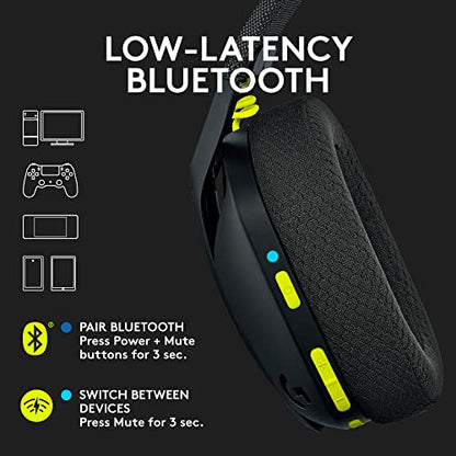 Logitech G435 Lightspeed & Bluetooth Wireless Gaming Headset - Lightweight Over-Ear Headphones, Built-in mics, 18h Battery, Dolby Atmos, PC, PS4, PS5, Nintendo Switch/Switch 2, Mobile - Black - size: One Size