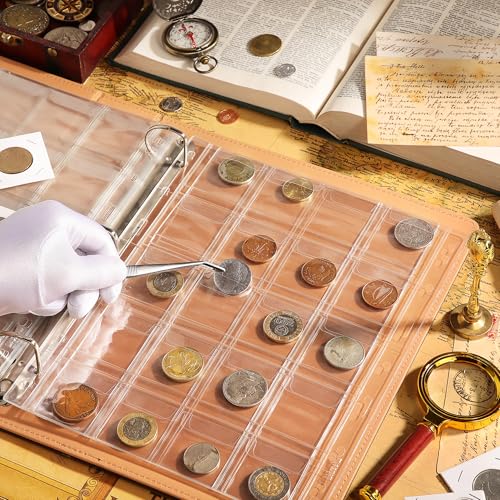 25 Sheets Coin Pocket Pages - 20 Pocket Standard 9-Hole 500 Pockets Inserts Collecting Sleeves for Coins [48mm X 44mm Each Pocket] CS0312520 - color: 20 Pocket(44mm X 48mm Each Pocket), size: 25 Sheets