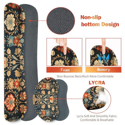 Desk Mat Set, Mouse Pad with Wrist Rest Support + Keyboard Wrist Rest + Large Mouse Pad + Coaster, Extended Gaming Mousepad Combo, Retro Flower Plant - color: Retro Flower Plant