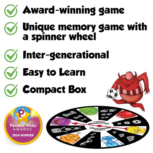 Hiding Monsters Award Winning Memory Games for Kids Ages 4-8. Spinner Wheel | Award-winning memory game with a spinner wheel. Easy to learn, high replay, fun for kids and families. Matching game - style: Hiding Monsters