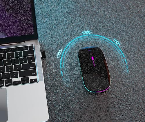 AIKOKOK Wireless Bluetooth Mouse, Rechargeable Dual Mode Mouse, Black Pearl | BT 5.2 & 2.4G USB Receiver, 3 Adjustable DPI,LED Lights,Slim,Silent,Portable Computer Mouse for Laptop,PC,MacBook,iPad,Tablet - color: Pearl Black 01