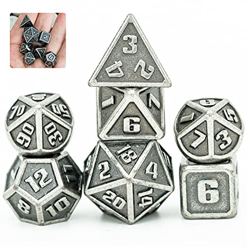 UDIXI Mini Metal DND Dice Set, 10mm Tiny Small Metal D&D Polyhedral Dice Set for Role Playing Games and Other Tabletop Game (Silver) | 7-Pieces, Lightweight, Velvet Drawstring Bag, for Dungeons and Dragons Role Playing Games Tabletop Games - color: Mini-s