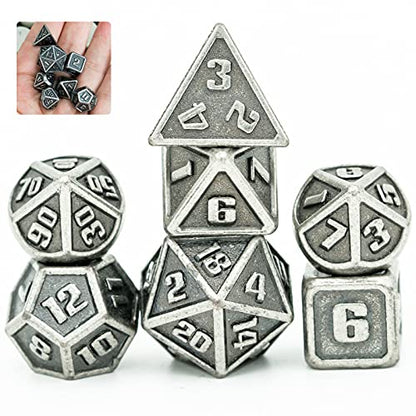 UDIXI Mini Metal DND Dice Set, 10mm Tiny Small Metal D&D Polyhedral Dice Set for Role Playing Games and Other Tabletop Game (Silver) | 7-Pieces, Lightweight, Velvet Drawstring Bag, for Dungeons and Dragons Role Playing Games Tabletop Games - color: Mini-s