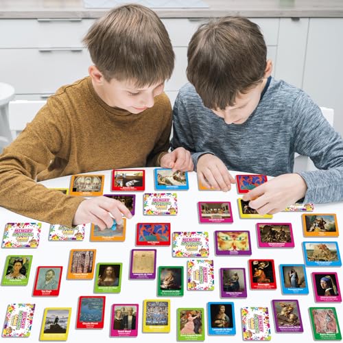 gisgfim 100 PCS Memory Matching Game Famous Paintings Concentration Memory Card for Adults Learning Educational Game A Fun & Fast Artworks Theme Matching Games - style: Famous Paintings