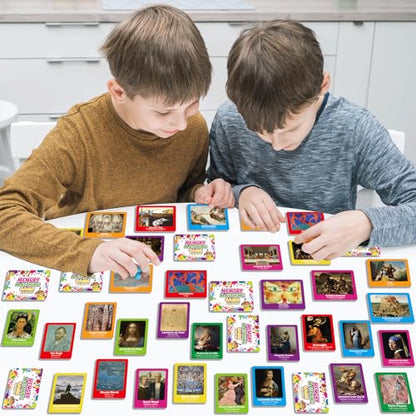 gisgfim 100 PCS Memory Matching Game Famous Paintings Concentration Memory Card for Adults Learning Educational Game A Fun & Fast Artworks Theme Matching Games - style: Famous Paintings