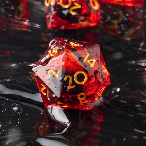 Beholder'S Eye D20 Dice Dragon Eye DND 22MM Single Dice with Resin Sharp Edge 20 Sided D&D Handmade Polyhedral for Dungeons and Dragons, RPG, Roleplaying Games MTG Table Games(Red Gold) - color: D20-red Dragon Eye