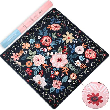 Mahjong Mat & Mah Jongg Mat for Table - Waterproof & Silent, 3mm Thick Non-Slip Game Pad with Unique Designs, Carry Bag & Gift Tube - Premium Mahjongg Accessories（31.5" x 31.5",Black - color: Black