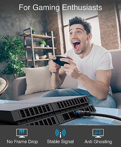BlueRigger 8K HDMI Cable 10 FT - (8K 60Hz, 4K 120Hz, 48Gbps HDMI Cord, HDR10+, High Speed HDMI Cable 8K with Ethernet, eARC, 3D, HDCP 2.3) - Compatible with PS5, Xbox, Roku, Apple TV, Switch, PC - size: 10FT