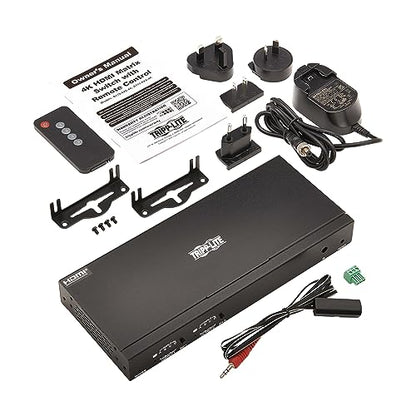 Tripp Lite HDMI Video Switch 4 Computers 2 Monitors, 4 Port 4K@60Hz Video Matrix Splitter, Single Push Button Switch, Headset Audio, TAA Compliant, 3-Year Warranty (B119-4X2-4K)