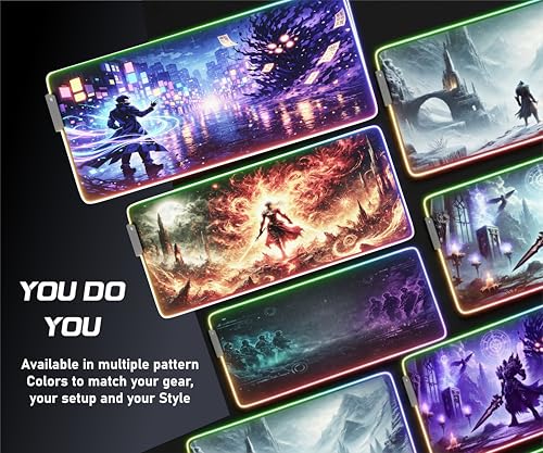 RGB Gaming Mouse Pad Large Extended Desk Mat 35.4x15.7in XXL XXXL Mousepad LED Light Up Keyboard Mat PC Gamer Desk Pad Gaming Accessories Extra Big Mouse Mat for Desk - Hellfire Crusader - color: Hellfire Crusader