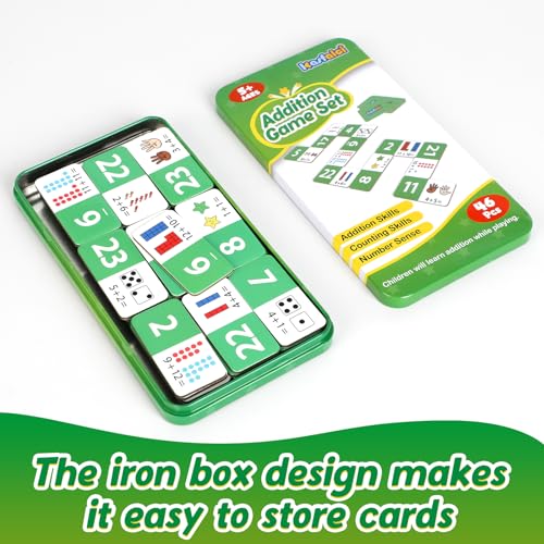 Kasfalci Addition Dominoes Set,Math Games for Kids,Math Manipulatives,Counting Toys,Learning Games,Preschool Learning Activities,Homeschool Supplies,Kindergarten Classroom Must Haves,1st 2nd 3rd Grade - style: Addition