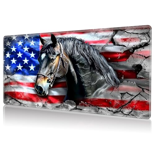 Playmat for MTG, Game Play Mat Card Game Playing 24 x 14 inches Tabletop Magic Play Mats Non-Slip Rubber Base and Stitched Mousepad Desk Mats Playmats for MTG TCG,American Flag Horse - color: American Flag Horse, size: NO Zones