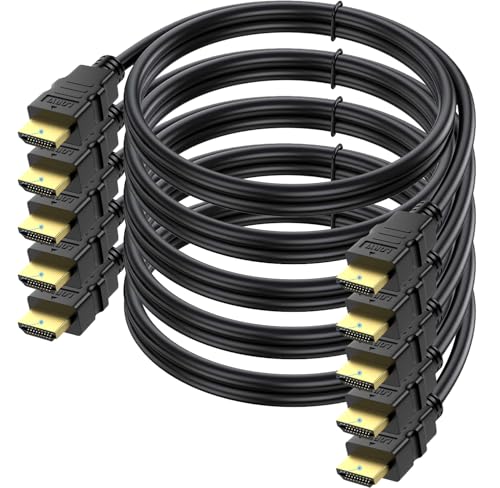 10 FT HDMI Cable 4K, 5-Pack HDMI Computer TV Cord 10FT, HDMI 2.0 HDCP 2.2 | Gold-Plated 4K@60Hz,2k 120/165Hz ARC & CL3 Rated, 3D HDR| for PC ,Monitor,TV,Switch, AV Devices, PS4/5, Xbox, Soundbar - size: 10 ft