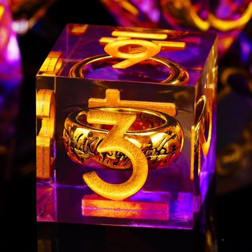 Ring DND Dice Set, 7 Pcs Magic Lord Ring DND Dice Resin Sharp Edge D&D Dice for Dungeons and Dragons RPG Role Playing Games