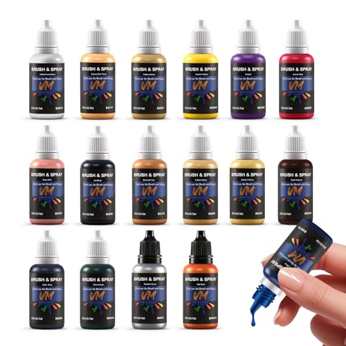 VM Basic Colors Miniature Paint Set - 20ml x 16 Bottles Basic Color Miniature Painting Kit Brush & Airbrush Compatible Acrylic Model Paint Set for Miniatures, Models,Crafts(Base Color Set 16 Bottles) - color: Base Color Set 16 Bottles