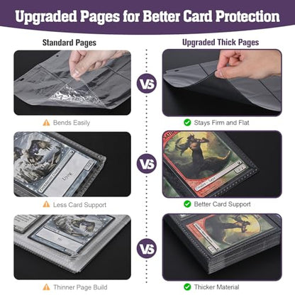 Trading Card Binder 900 Capacity, 50 Double-Sided 9-Pocket Top-Loading, 3-Ring TCG Album for 2.5 x 3.5 Cards, Acid Free PVC Free, Water-Resistant PU with Wrist Strap - Nebula Dragon Design - color: Nebula Dragon