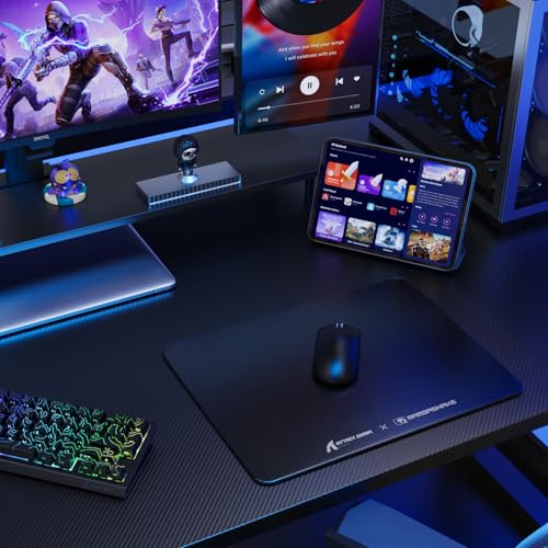 ATTACK SHARK CM05SE Glass Gaming Mouse Pad for FPS & Esports, Nano-Etched Tempered Glass Surface,Ultra-Smooth Low Friction Hard Mousepad,Waterproof Large Desk Mouse Mat for PC Setup,Black - color: Black White
