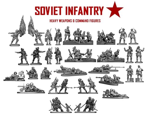 Wargames Delivered - Victrix 12mm Scale Soviet Infantry & Heavy Weapons Set with Bonus Miniature STL Download – 174 Highly Detailed WW2 Miniatures Set –with Riflemen, SMG Troops, Snipers & Tank Riders