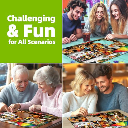 500 Piece Jigsaw Puzzles for Adults Funny Cats and Dogs Camping Adventure Adult Puzzles with Letters on Back Animal RV Campfire Scene Family Relax Puzzle for Seniors 23x15 Inch - color: Cats and Dogs