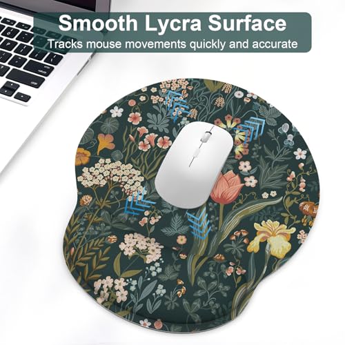 Ergonomic Mouse Pad with Wrist Rest and Keyboard Wrist Rest, Mousepad and Wrist Rest for Computer Keyboard, Pain Relief, Non-Slip Rubber Base, Mouse Pad Wrist Support for Gaming, Green Flowers - color: Green Flowers