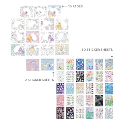 Fashion Angels My Little Pony Sticker & Activity Bundle, Includes Make A Scene Pretty Pony Portfolio & 1000+ Sticker Book, Arts & Crafts Kits for Kids