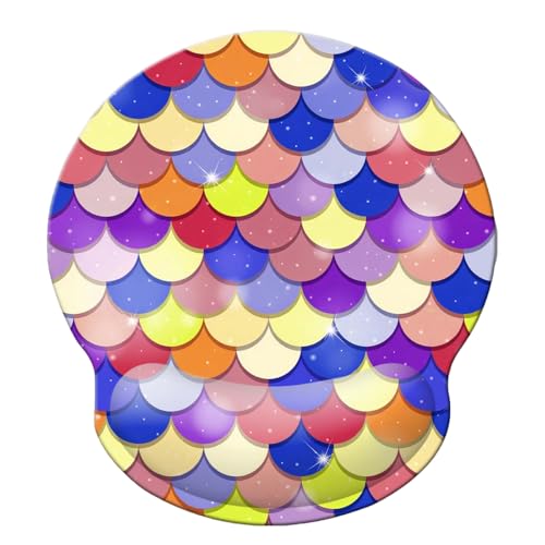 Ergonomic Memory Foam Wrist Support Mouse Pad Comfortable Padded Wrist Mousepads 9in X10in Pain Relief Desktop Mouse Mat (Colorful Mermaid Foam) - color: Colorful Mermaid Foam