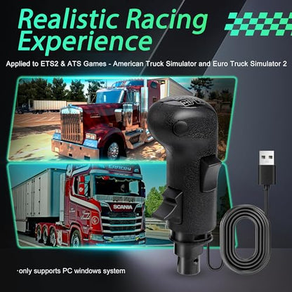 CNSPEED USB Truck Simulator Shifter, Gearshift Knob for ATS & ETS2 Games, PC Sim Racing Shifter Compatible with Logitech G29 G25 G27 G920 Thrustmaster TH8A and Fanatec SQ
