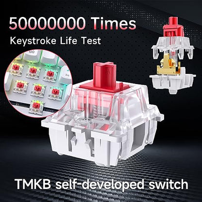 DIERYA DK63 60% Wireless Mechanical Gaming Keyboard | Bluetooth/2.4G/Wired Keyboard | RGB Backlit Compact 63 Keys Mini Office Keyboard | with Red Switch | for Windows Laptop PC Gamer Typist-White - style: White/Red Switches