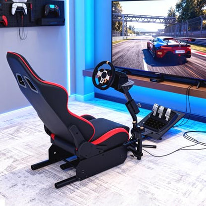 Racing Wheel Stand,Foldable Racing Simulator Cockpit for g923/g920/g29, Steering Wheel Stand & Foot Pedal Angle Adjustable,Sim Racing Cockpit for Thrustmaster t248p, Fanatec, Hori, Mad Catz. - size: 25.6x27.6x31.5in