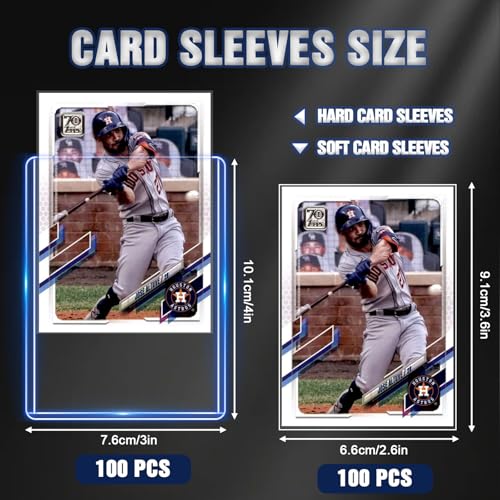 200 Card Sleeves Top Loaders for Cards, 3" x 4" Standard Premium Toploaders Card Holders Hard Plastic Card Protectors for Trading Sports Football Game Cards(100 Toploaders + 100 Penny Sleeves) - size: 100 Toploaders + 100 Penny Sleeves