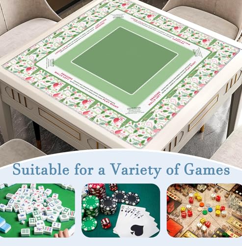 Green Tropical Coastal Beach Flamingo Botanical Mahjong Mat 31.5x31.5 Inch, Non-Slip and Noise Reduction Mah Jong Table Mat Cover Gifts for Mahjong Lovers Poker Board Games Dominoes - color: Green Tropical Coastal Beach Flamingo