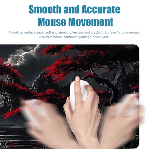 Large Gaming Mouse Pad, Japanese Samurai Desk Mat, XL Extended Big Mousepad with Non-Slip Rubber Base, Keyboard Computer Mat for Gamers, Office &Home, 31.5x11.8in, Red Maple - color: Samurai1