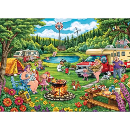 Forest Camping Puzzles for Adults 1000 Pieces, Jigsaw Puzzles for Adults 1000 Piece, Challenging Game Toys, Impossible Puzzle, Family Decoration Puzzle - color: Forest Camping